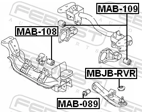 MAB109 Febest Сайлентблок траверсы крепления переднего редуктора задний
