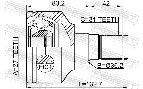 2711XC70LH Febest Наружная граната