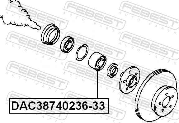 DAC3874023633 Febest Подшипник ступицы передней
