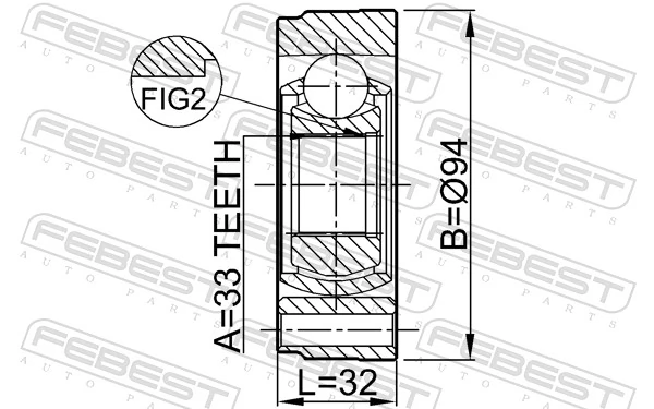 2311GV Febest ШРУС внутренний, передний