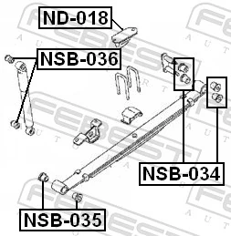 NSB035 Febest Сайлентблок задней рессоры, передний