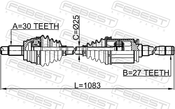 Купить BB1383 Posterparts Вал приводной правый