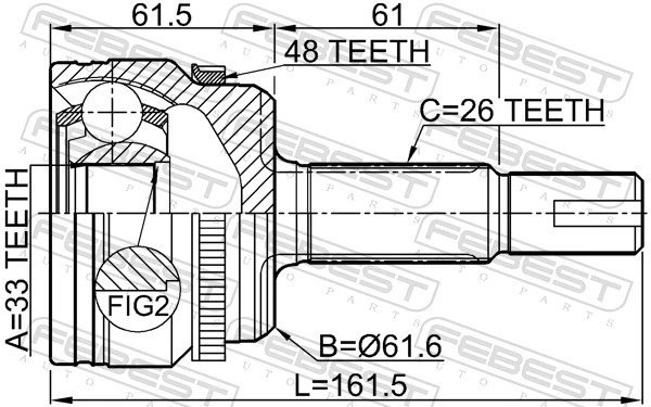 0110ASV50LA48 Febest Наружная граната