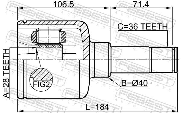 2111TT9LH Febest Граната внутренняя передняя левая