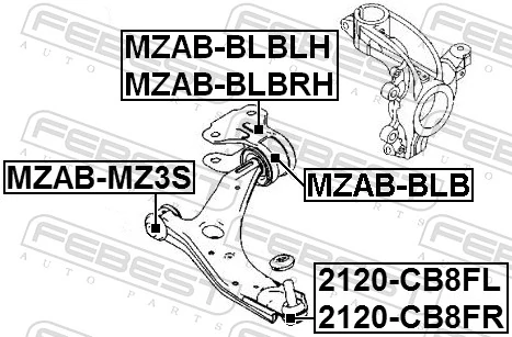 2120CB8FR Febest Правая нижняя шаровая опора
