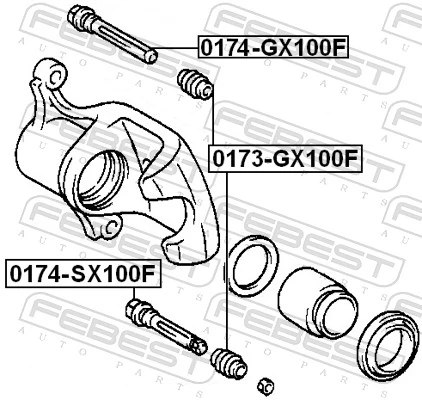 0174GX100F Febest Направляющая суппорта заднего верхняя