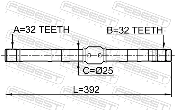 0212SR20LH Febest Полуось передняя левая