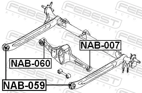 NAB059 Febest Сайлентблок балки моста