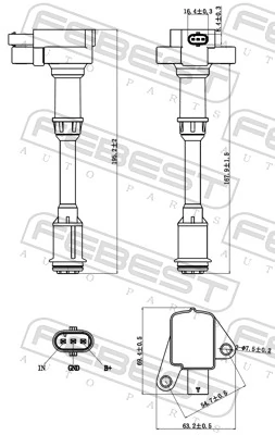 21640003 Febest Катушка зажигания
