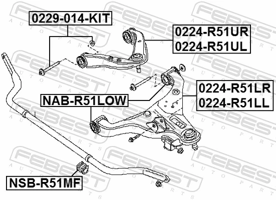 0229014KIT Febest Болт переднего рычага, верхнего
