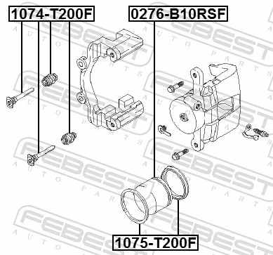 1075T200F Febest Ремкомплект суппорта тормозного, переднего