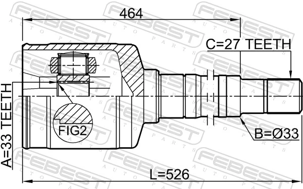0211T31RH Febest Граната внутренняя передняя правая
