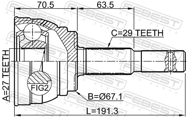 0210S50R Febest ШРУС внешний задний