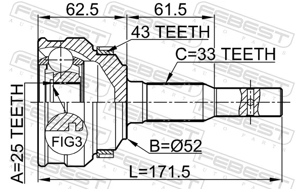 ШРУС наружный передний 0021497 GKN-Spidan