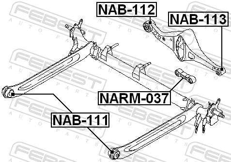 NAB113 Febest Сайлентблок заднего поперечного рычага