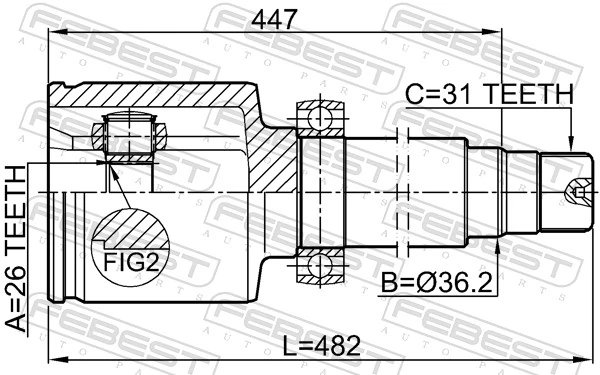 2111CA223RH Febest Граната внутренняя передняя правая