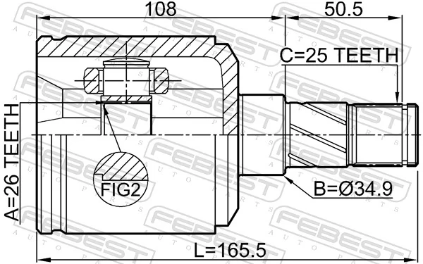 1811A17DLH Febest ШРУС внутренний, передний