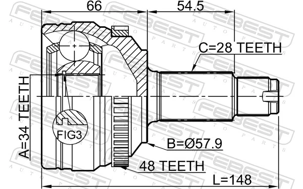 1410NAA48 Febest Наружная граната