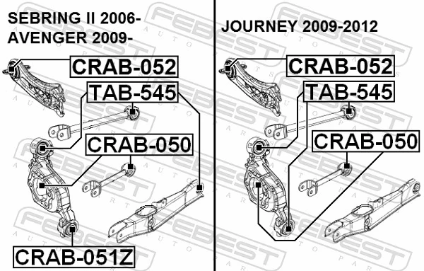 CRAB050 Febest Сайлентблок заднего продольного рычага