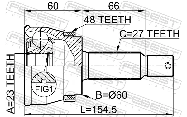 1210TUCRRA48 Febest ШРУС внешний задний