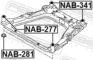NAB341 Febest Сайлентблоки передней балки