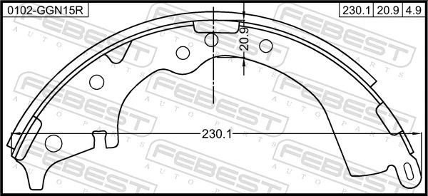 Купить T2515015 Toko cars Задние барабанные тормозные колодки