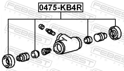 0475KB4R Febest Ремкомплект тормозного цилиндра заднего