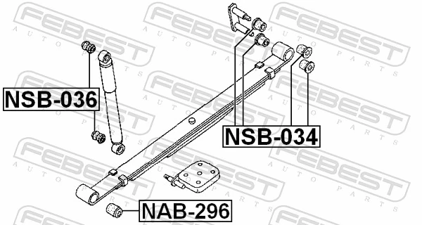 NAB296 Febest Сайлентблок задней рессоры, передний