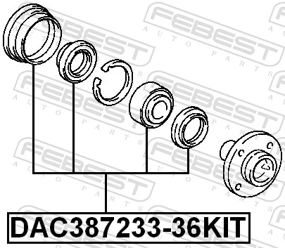 DAC38723336KIT Febest Подшипник ступицы передней