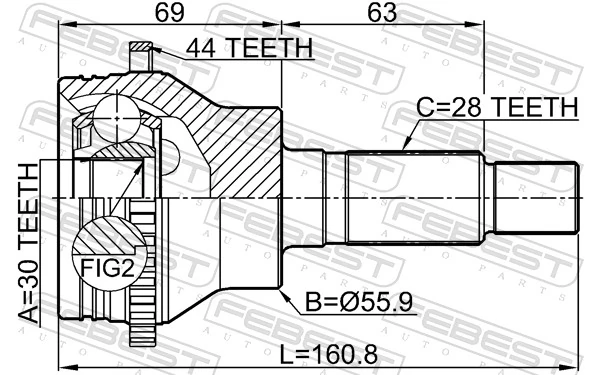 0510CX7A44R Febest ШРУС внешний задний