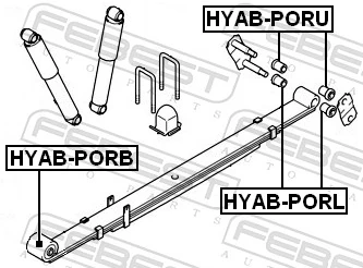 HYABPORB Febest Сайлентблок задней рессоры, передний