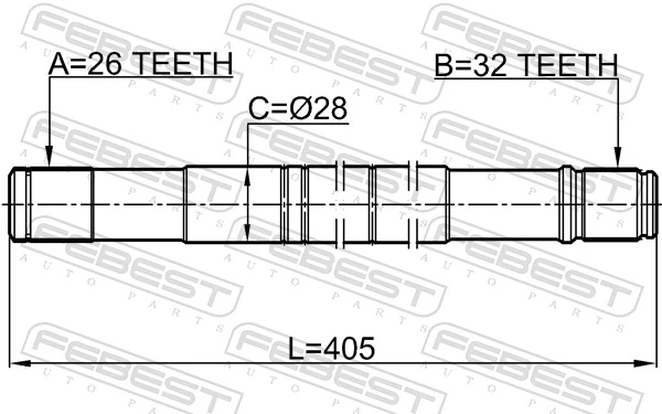 2112CB4LH Febest Полуось передняя левая