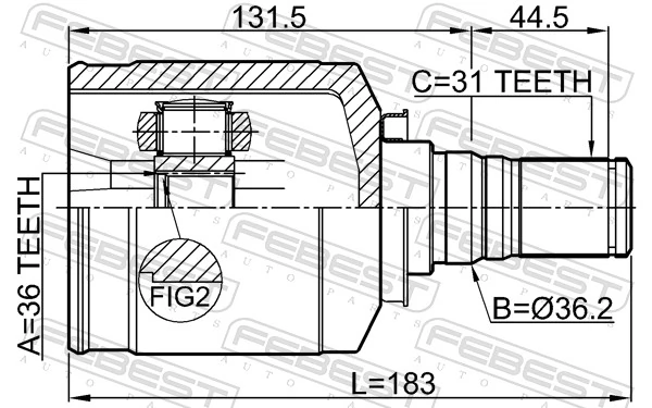 1211IX55LH Febest Граната внутренняя передняя левая