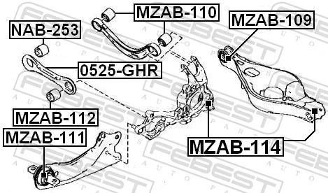 MZAB110 Febest Полиуретановый сайлентблок заднего верхнего рычага