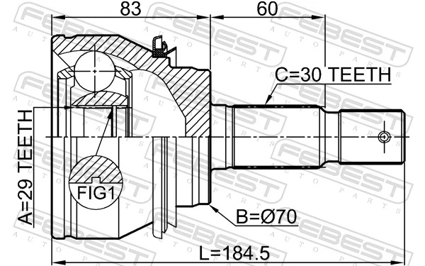 0110GRN245 Febest ШРУС внутренний, передний