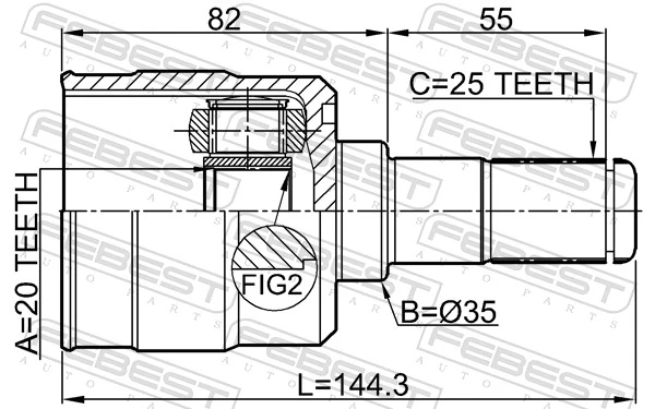 1211IX35R Febest Шарнир угловых скоростей внутренний задний