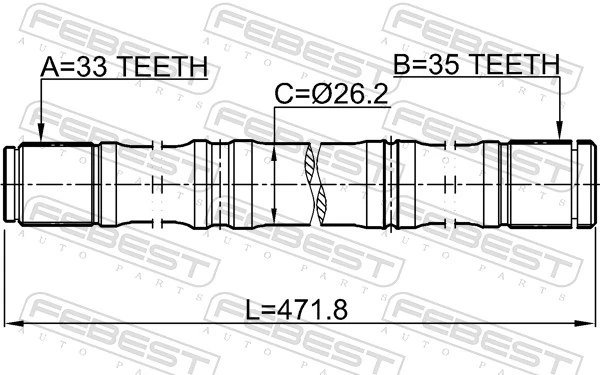 0212MR20CVT2WD Febest Полуось передняя левая