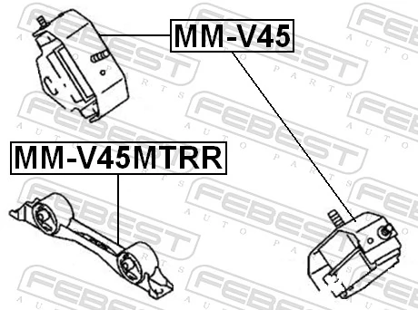 Coxim (suporte) traseiro de motor Mitsubishi Pajero V2W, V4W