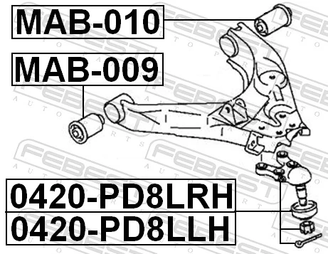 MAB009 Febest Сайлентблок нижнего переднего рычага