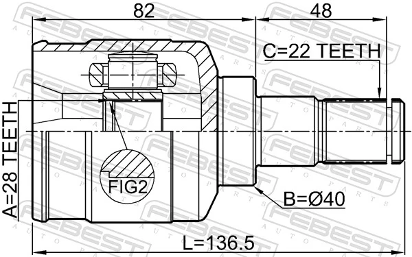 0711RS413RH Febest Граната внутренняя передняя правая