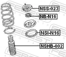 NSS023 Febest Подушка амортизатора переднего
