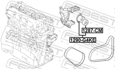 1290G4KE Febest Натяжитель клинового ремня