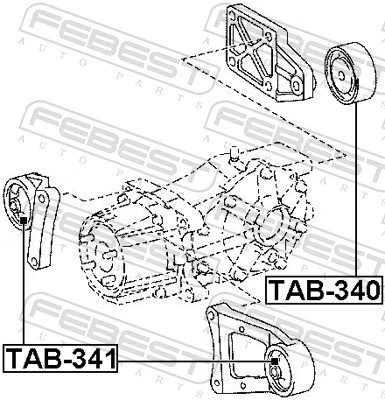 TAB341 Febest Сайлентблок траверсы крепления заднего редуктора передний