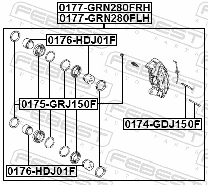 0175GRJ150F Febest Ремкомплект суппорта тормозного, переднего