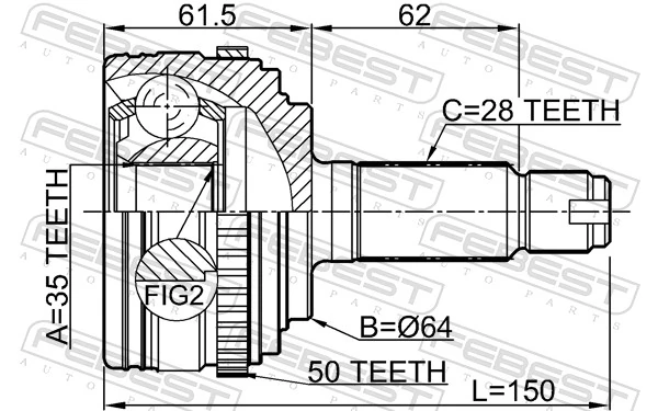0310RBA50 Febest Наружная граната
