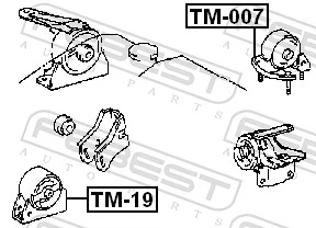 Coxim (suporte) traseiro de motor Toyota Corolla E11