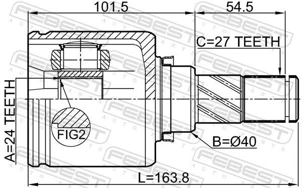 0211J32MR20LH Febest Граната внутренняя передняя левая