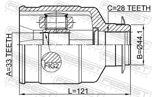 1211D7RH Febest Граната внутренняя передняя правая