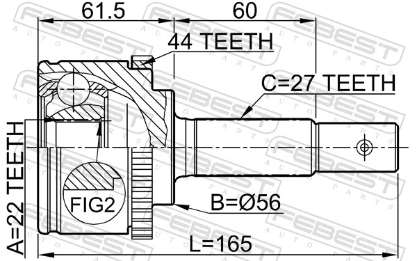 0210P11A44 Febest Наружная граната