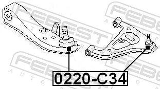 0220C34 Febest Палец шаровой нижний